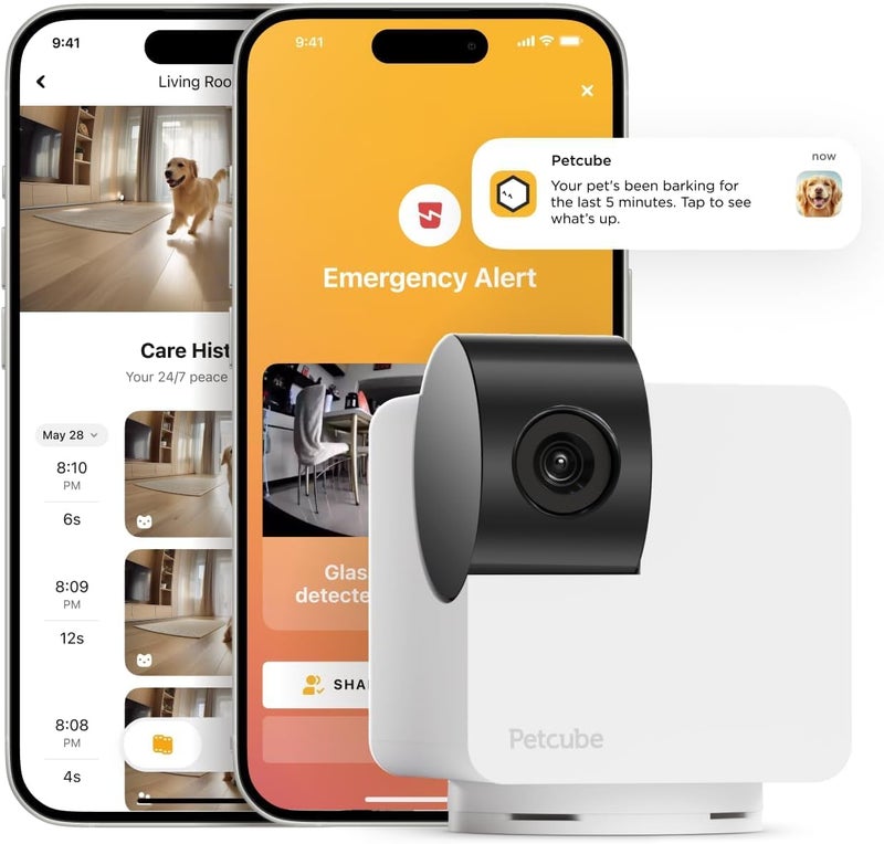 Petcube كام 360 كاميرا تفاعلية واي فاي لحماية الحيوانات الأليفة والمنزل مع تطبيق الهاتف، فيديو بدقة 1080 بكسل، دوران 360°، رؤية ليلية، تنبيهات ذكية - Image 1